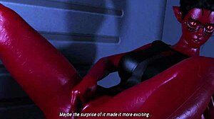 Mijn busty alien reporter verveelt zich en vingers zichzelf onderweg naar werk