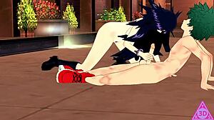 Czuję intensywną przyjemność, gdy Deku i Midnight dzielą się namiętnymi lodzikami, ręcznymi i wytryskami w nieocenzurowanej rozgrywce hentai