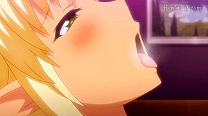 可爱的金发女孩享受海滩色情动作。惊艳动漫海滩邂逅！